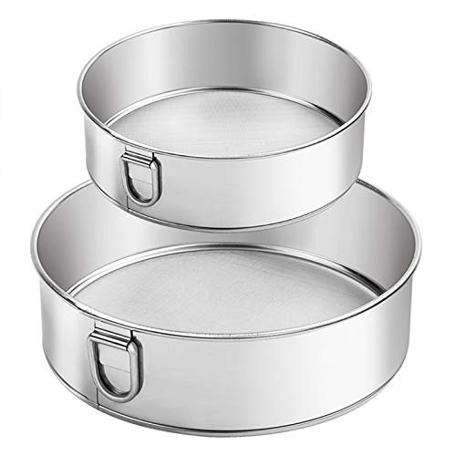 Webake Sieve 6-Inch 60 Mesh, 8-Inch 40 Mesh Sieves Fine Mesh Strainer Set of 2 Stainless Steel Sifter Round Flour Sieve for Baking Straining Powdering