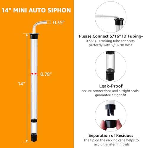 3/8" Auto Siphon Beer Bottle Siphon Pump Wine Siphon Regular Siphoning Kit Transfer Pump for Gallon Jugs, Wine, Beer, Mead, or Kombucha with 5Ft Clear Silicone Hose (2 Pcs)
