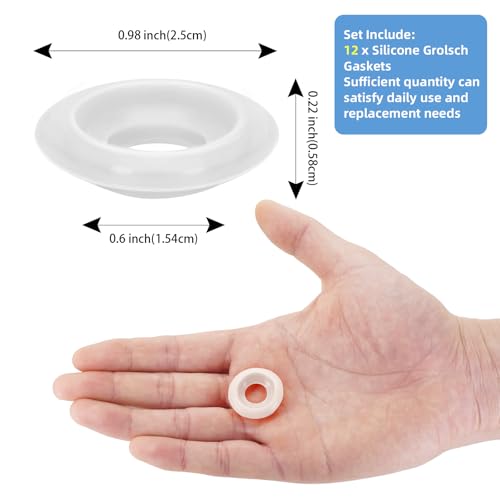 12PCs Dopamine color Silicone Gaskets Washers Seals for Cap Swing Flip Top for Home Brew Beer Soda Bottle Sealing(half cover) (White) - color: White