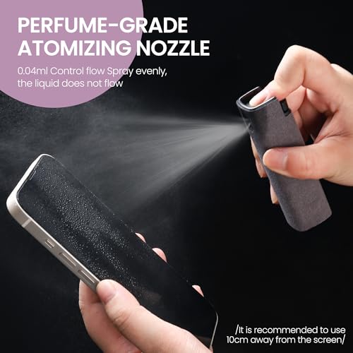 Screen Cleaner, Touch Screen Mist Cleaner, Cell Phone, Laptop and Tablet Screen, 3-in-1 Spray and Microfiber Cloth, Refillable with Water, Alcohol, Sanitizer (Pink -0.35oz) - color: Pink