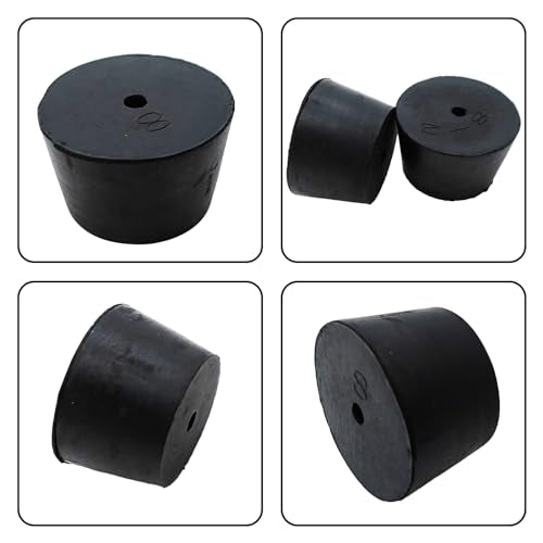 6Pcs Solid Rubber Stopper Bungs with Hole 33mm to 41mm Solid Test Tubes Bungs Stopper for Flask, Plug Holes and Test Tube(Black) - size: 33mm to 41mm