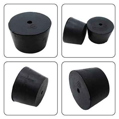 6Pcs Solid Rubber Stopper Bungs with Hole 33mm to 41mm Solid Test Tubes Bungs Stopper for Flask, Plug Holes and Test Tube(Black) - size: 33mm to 41mm