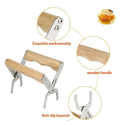 Beekeeping Frame Gripper, Frame Holder, Frame Lifter Tool - Stainless Steel Beekeeping Equipment Bee Hive Frame Grip Tool (Color : Wood) - color: Wood
