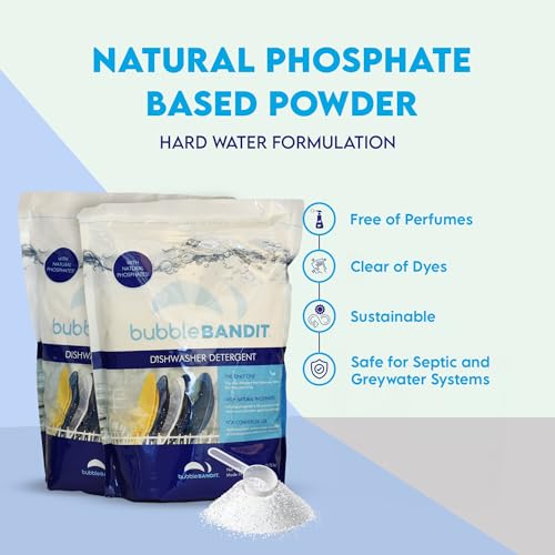 Dishwasher Powder Detergent with Phosphate, Best Dishwasher Detergent for Spotless Dishes in Hard Water, Soak, Wash & Rinse, Residue-Free for Sparkling Dishes, 3.75 lbs - Pack of 2 - size: 61.73 Ounce (Pack of 2)