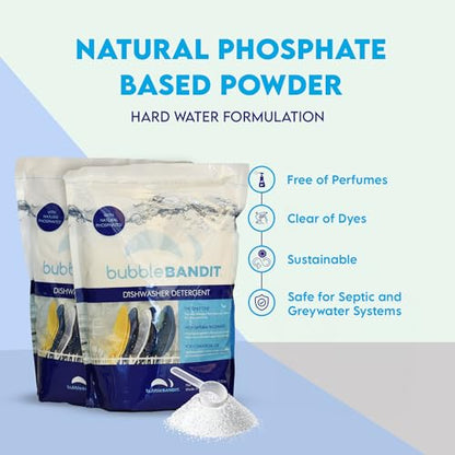 Dishwasher Powder Detergent with Phosphate, Best Dishwasher Detergent for Spotless Dishes in Hard Water, Soak, Wash & Rinse, Residue-Free for Sparkling Dishes, 3.75 lbs - Pack of 2 - size: 61.73 Ounce (Pack of 2)