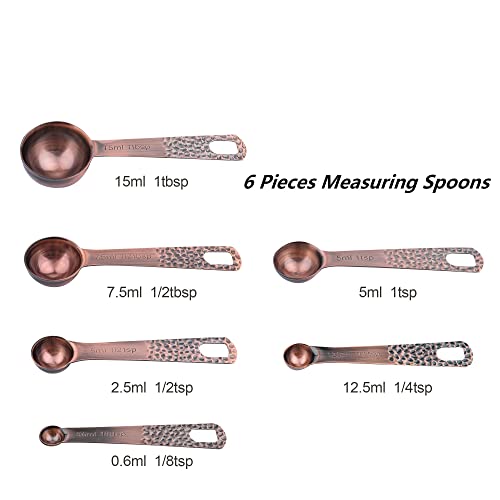 Copper Measuring Cups and Spoons Set 13, Stainless Steel Measuring Cups and Spoons Set for Baking and Kitchen, Metal Metric & US Measuring Set - color: Copper