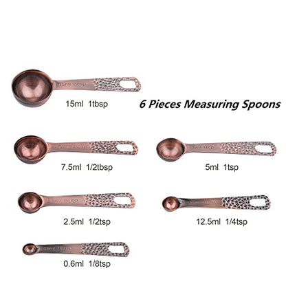Copper Measuring Cups and Spoons Set 13, Stainless Steel Measuring Cups and Spoons Set for Baking and Kitchen, Metal Metric & US Measuring Set - color: Copper