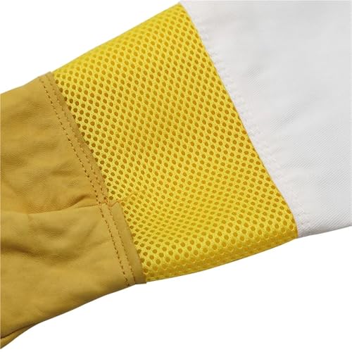 Beekeeping Gloves 2 Pairs Beekeeping Gloves Yellow Short Mesh Protective Sleeves Breathable Leather and Cloth Anti Bee Apiculture Beekeeping Gloves Yellow for Beekeepers Protected Supplies(Large) - size: Large