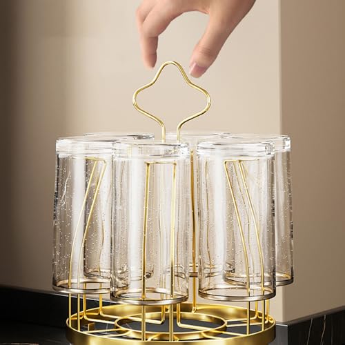 Rotating Mug Cup Drying Rack Stand Drinking Glass Cup Holder Organizer for Home Kitchen (Crystal Style)
