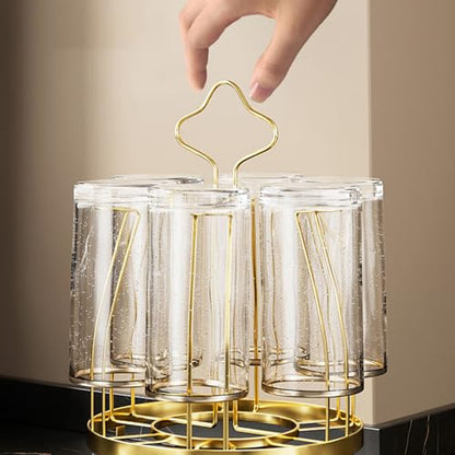 Rotating Mug Cup Drying Rack Stand Drinking Glass Cup Holder Organizer for Home Kitchen (Crystal Style)