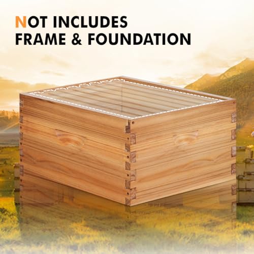8 Frame Deep Brood Beehive Board Unassembled Bee Box Wax Coated Bee Hives Body Comes with Pack of Screws(No Frames or Foundations) - size: 8 Frame Deep