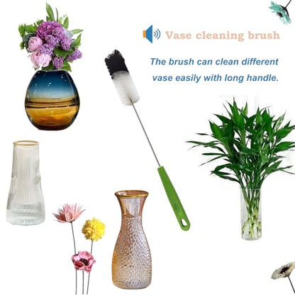 Long Handle Cleaning Brush - 16" Narrow Bottle & Cup Scrubber, Hummingbird Feeder & Meat Grinder Cleaner, Pipe Brush