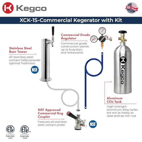 Kegco 3PXCK-1S-K 24" Single‑Tap Commercial Stainless Steel Kegerator – 5‑Gallon & Slim Keg Compatible, Digital Temp Control