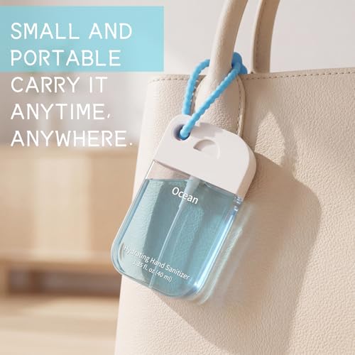 Frienda 12 Pcs Hydrating Hand Sanitizer Spray Scented Pocket Power Mist Hand Sanitizer Travel Size with Keychain Moisturizing Antibacterial Sanitizing Cleans Hands for Women(Exotic) - style: Exotic