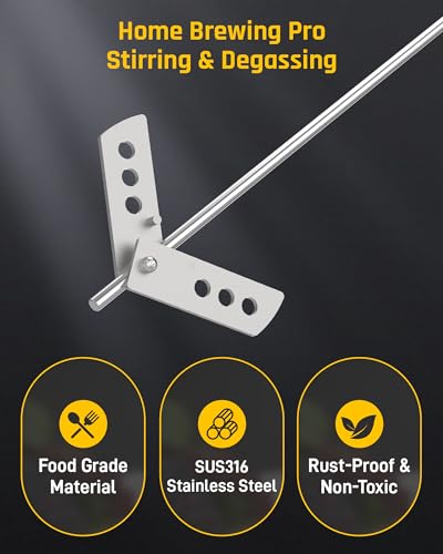 Wyckoff 17.5" Wine Degasser Drill Attachment (Ver.3)Stainless Steel Stirrer | Foldable 17.5-inch Wine Making Mixer Rod, Wine Wand Stirring Paddle for Home Brewing, Wine | Beer | Mead | Kombucha