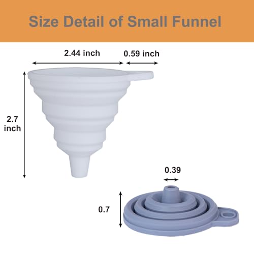 Funnels for Kitchen Use Set of 4, Silicone Collapsible Funnels for Filling Bottles, Food Grade Funnel for Liquid Powder Transfer, Foldable Kitchen Utensils