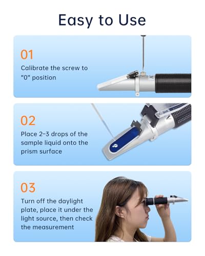 LOHAND Brix Refractometer with ATC, 0-32% Brix Range, Handheld Sugar Tester | Precision Sugar Measurement for Fruit, Juice, Wine, Maple Syrup & Beverage, Built-in Automatic Temperature Compensation - size: 0-32%Brix