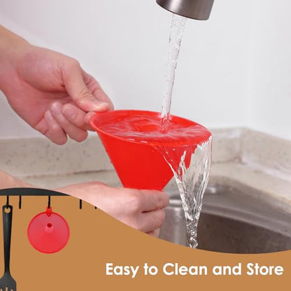 4 PCS Plastic Kitchen Funnel Set with Clean Brush, Food Grade Funnel for Kitchen Use Filling Bottles, Liquid, Protein Powder, Multifunctional Funnels for Cooking, Lab and Automotive Use