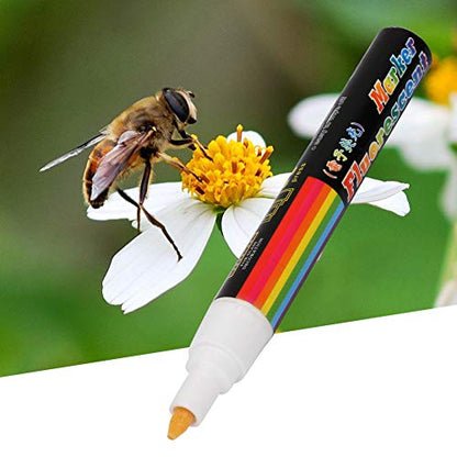 Asixxsix Water Based Bee Queen Marker Pen, Easy to Wipe Off, 8 Colors, Plasti, Non, for Marking Your New Queen (White)