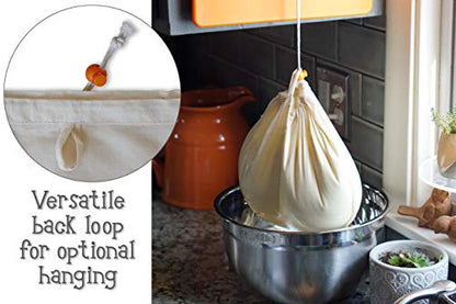 Greek Yogurt Strainer Pouch, Organic Cotton (16"X9") / Reusable Cheesecloth Alternative