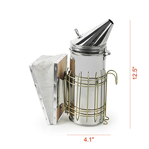 Luwint Bee Hive Smoker, 12 Inch Bee Smoker for Beekeeping, Stainless Steel Tall Heat Chamber and Leather Bellow - color: Regular