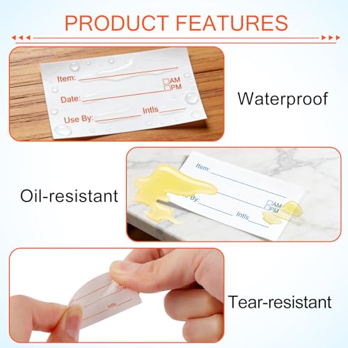 3 Rolls Food Labels, 1” x 2” Labels for Food Containers, Self-Adhesive Removable Freezer Labels for Dining Rooms, Kitchen Storage, Schools, Offices, Storage Rooms (Total of 1,000 Pieces)
