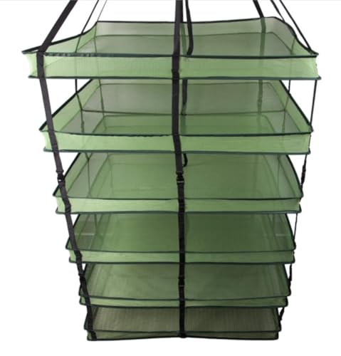 Grow1 XL Square Drying Rack 6-Layer 32x32in Collapsible Mesh Herb and Flower Hanging Dryer with Carrying Case and Center Support Strap - size: X-Large