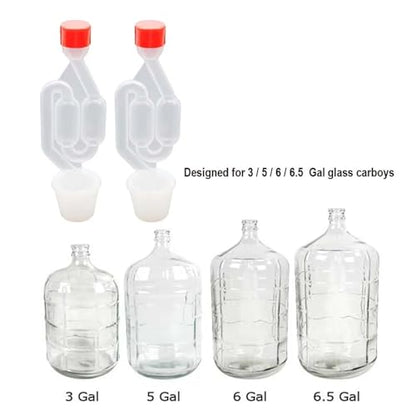 Home Brewing Type Twin Bubble Airlock and Silicone Carboy Bung for Wine Making and Beer Making (Pack of 2) Brewing Accessories