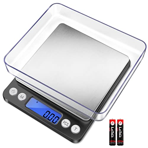 Fuzion Digital Gram Scale with 2 Trays, 500g/ 0.01g Small Jewelry Scale, 6 Units Gram Scales Digital Weight Gram and Oz, Tare Function, Digital Herb Scale for Food, Mini Reptile - color: Black