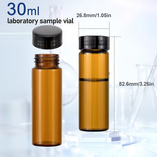 30 ml (1 Oz) Brown Glass Vials Liquid Bottles Lab Screwcap Capacity Sample Travel Container Pack of 24 - style: 30ML 24- Pack