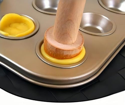3Pcs Double Sided Wooden Tart Tamper Set, DIY Wooden Removable Dough Molding Presser, Baking Tool for Mini Egg Tart, Cheesecakes and Dessert Baking