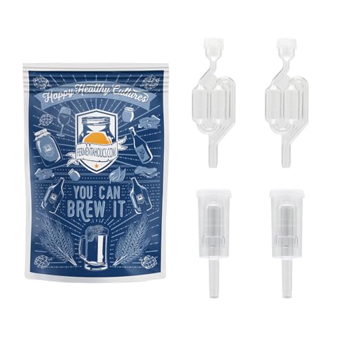 Fermentaholics Airlock 4 Pack – Brewing & Fermentation Airlocks – Use with Drilled Rubber Stopper, Grommeted Lid – Make Beer, Wine, Sauerkraut, Pickles, More (Mixed Airlock)