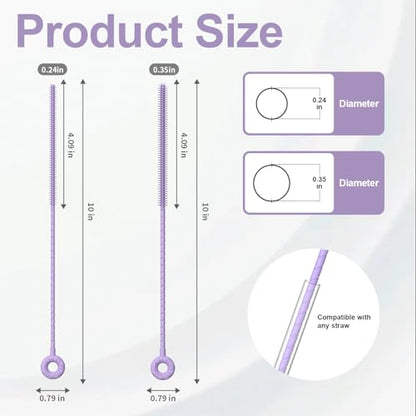 YOTIME Silicone Straw Cleaner Brush, 2 Pcs Reusable Straw Brush(6mm+9mm) for Cleaning Narrow & Wide Straws, Tumblers, Purple - color: Purple