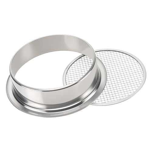 5-in-1 Garden Soil Sifter with 5 pcs (1,3,6,9,12mm) Sieve Meshes and Shovel, Stainless Steel Mesh Sifter for Sand Sifting, Compost Processing, Potting Mix