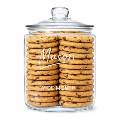 1 Gallon Mason Glass Jar with Lid – Wide Mouth Glass Storage Jar with Airtight Lid, Kitchen Pantry Container with Measurement Markings for Cookies, Candy, Flour Jar, Sugar & Dog Treats - size: Pack of 1