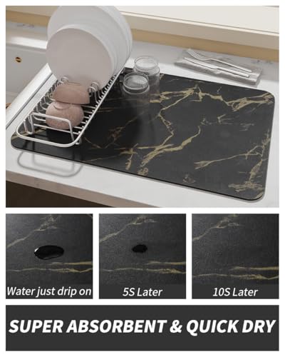 AMOAMI Coffee Mat Hide Stain Rubber Backed Absorbent Dish Drying Mat for Kitchen Counter - Fits Under Coffee Maker or Machine - size: 12"x19"