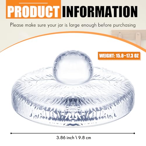 Tioncy 4 Pack (over 3.86 Inches) Heavy Glass Fermentation Weights with Grooved Handle for Large Wide Mouth Gallon Mason Jars Canning Supplies Pickling Weights for Brewing Fermented Foods