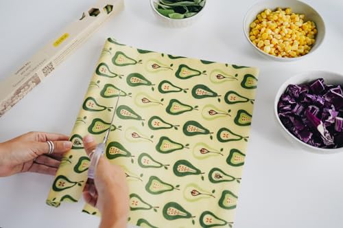 SUPERBEE Beeswax Wrap Roll XL, Reusable Beeswax Wraps for Food, Wrap Roll, Reusable for Wrapping Vegetables, Cheese Paper, Bowl Covers and Sandwich Wrapping Paper, Pears - 35x13" - color: Pears