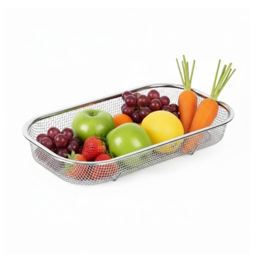 18/8 Stainless Steel Colander Strainer for Kitchen, Rectangular Colander for Pasta, Vegetables, Fruits, Rustproof & Dishwasher Safe (13.0 x 7.1 x 2.2 inch) - size: 13.0 x 7.1 x 2.2 inch