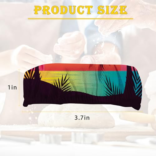 Tropical Palm Cloth Covers for Sourdough Starter Jars, Tree Sunset Heat Preservation to Increase Fermentation for Bread Sewn Cloth Cover for Sourdough Starter（5 Pack） - color: Tropical Palm