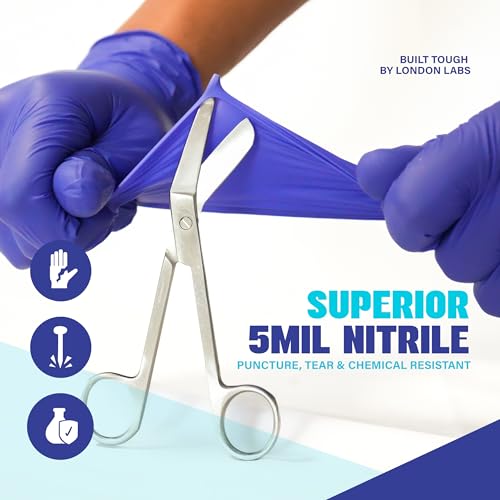 London Labs Cobalt Blue 5 Mil Nitrile Exam Gloves Disposable Latex Free | Medical Rubber Gloves for Doctors, EMT, First Aid Kit, Food Service & Cleaning - 105 Cases of 1000 Count - size: Medium, style: Cobalt (105 Cases)