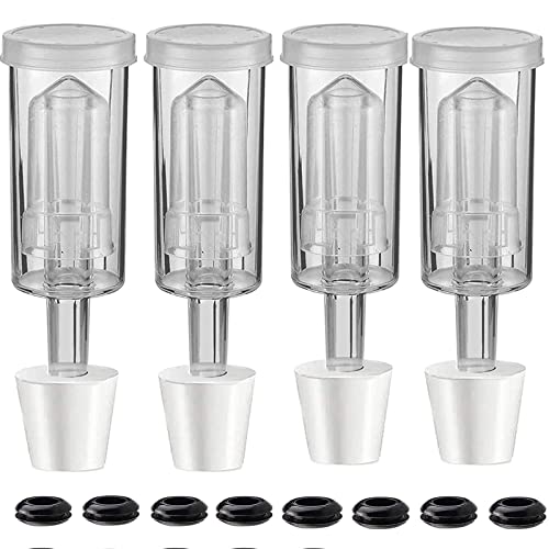 3-Piece Airlock 4 Pack with 4PCS #6 Stopper and 8PCS Grommets, Fermentation Airlock Beer Wine Kombucha Brewing Kit,Carboy Airlock FDA Transparency Upgraded