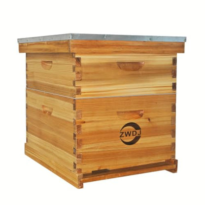 10-Frame Complete Beehive Kit, 2-Layer Langstroth Beehive with Full Beeswax-Coated Foundation Sheet, Complete Starter Beekeeping Kit for Beginners & Professional Beekeepers (2-Layer) - size: 2-Layer