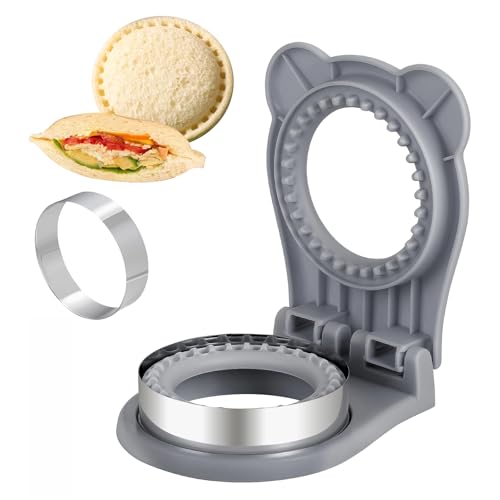 CHICHAUS Uncrustable Sandwich Maker,Sandwiches Pocket Circle Shape 3.7Inch Sandwich Cutter and Sealer,Sandwich Cutter for Kids Breakfast and lunchboxes (grey) - color: Gray