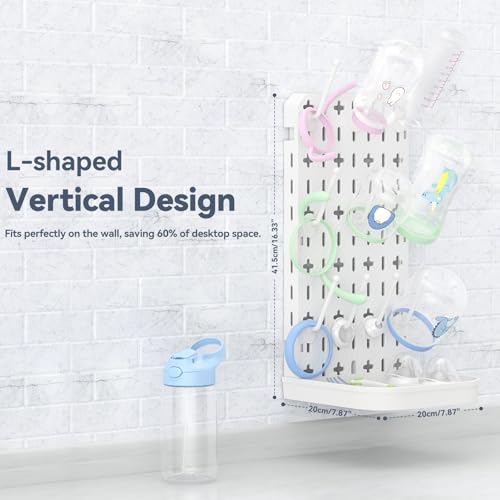 Baby Bottle Drying Rack Baby Bottle Holder Space Saving Bottle Dryer Rack Station Countertop Storage Organizer 12 Travel Bottle Drying Rack Vertical Breast Pump Part Plastic Bag Cup Dryer Tower White - color: White