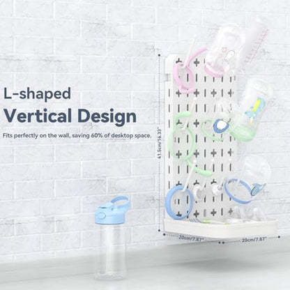 Baby Bottle Drying Rack Baby Bottle Holder Space Saving Bottle Dryer Rack Station Countertop Storage Organizer 12 Travel Bottle Drying Rack Vertical Breast Pump Part Plastic Bag Cup Dryer Tower White - color: White