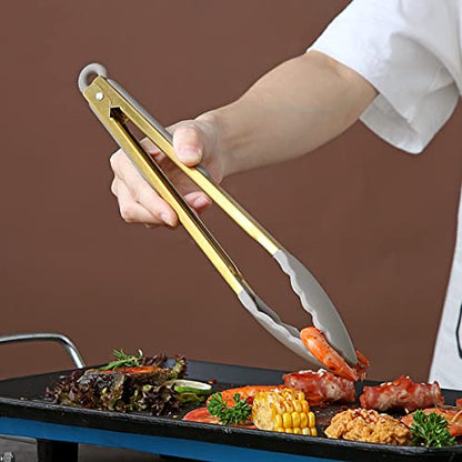 Gold Cooking Tongs, Berglander Heavy Duty Food Tongs For Cooking With Silicone Tips And Titanium Gold Plating Handle, Kitchen Tongs, Grill Tongs, Dishwasher Safe, Easy to Clean - style: i. Cooking Tong
