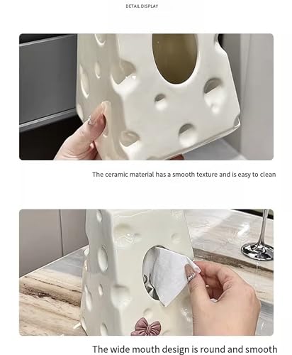 Cheese Shape Milk White Ceramic Tissue Storage Box Toilet Living Room Toilet Paper Storage Container