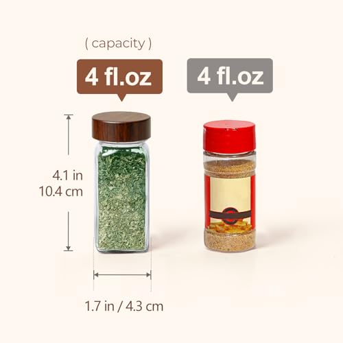 ComSaf 24Pcs (4Oz) Glass Spice Jars with Label, Airtight Seasoning Containers with Lid for Home Cooks to Organizing Herbs, Sugar, Pepper, Salt, Glass Spice Bottles Organize Cabinet & Drawer - size: 4Oz*24