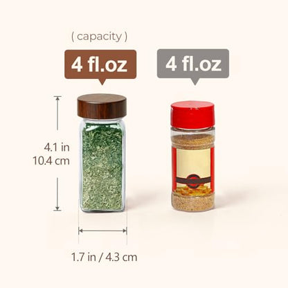ComSaf 24Pcs (4Oz) Glass Spice Jars with Label, Airtight Seasoning Containers with Lid for Home Cooks to Organizing Herbs, Sugar, Pepper, Salt, Glass Spice Bottles Organize Cabinet & Drawer - size: 4Oz*24